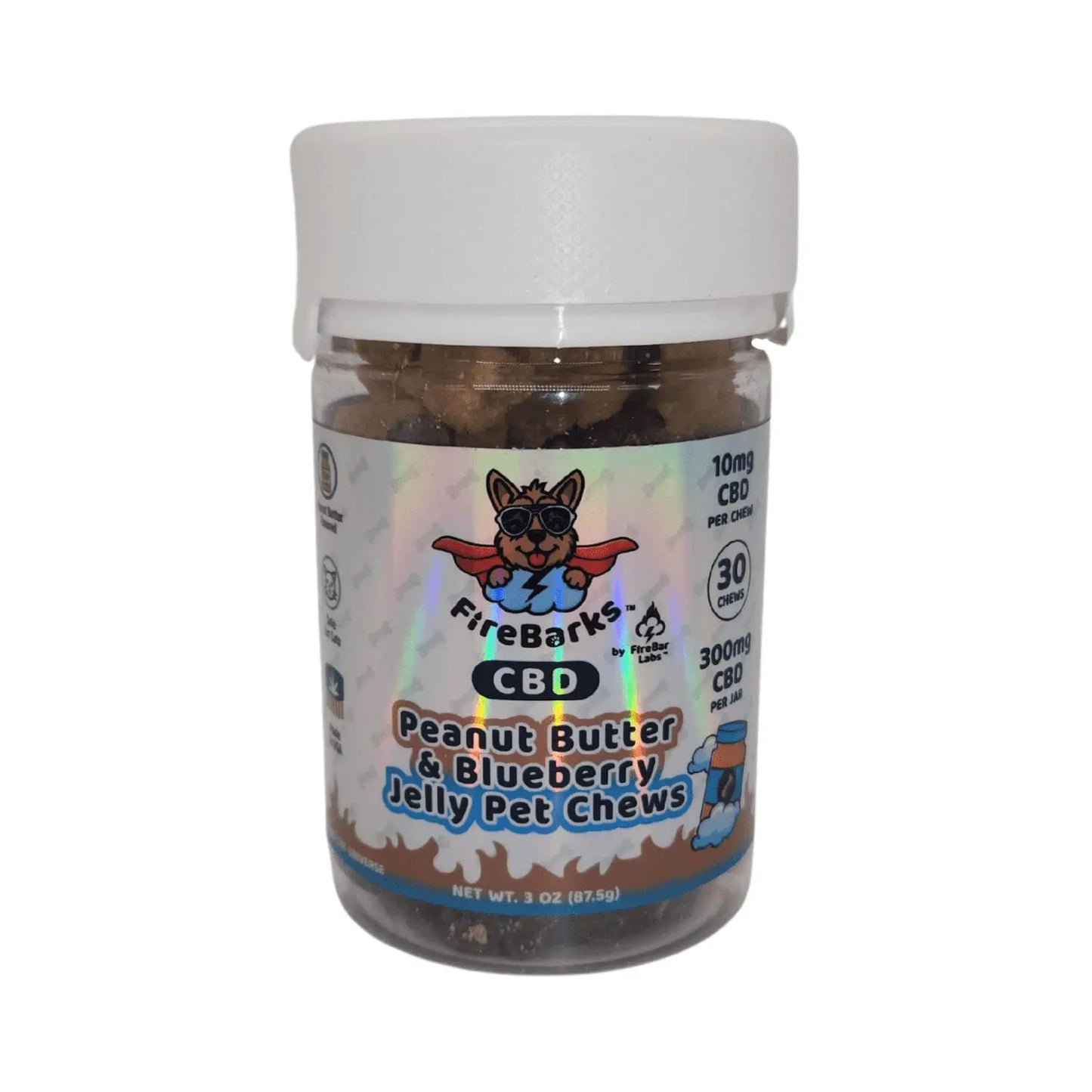 FireBarks Peanut Butter & Blueberry Jelly CBD Pet Chews – 30ct – 300mg CBD
