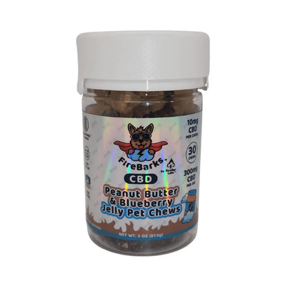 FireBarks Peanut Butter & Blueberry Jelly CBD Pet Chews – 30ct – 300mg CBD
