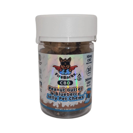 FireBarks Peanut Butter & Blueberry Jelly CBD Pet Chews – 30ct – 300mg CBD