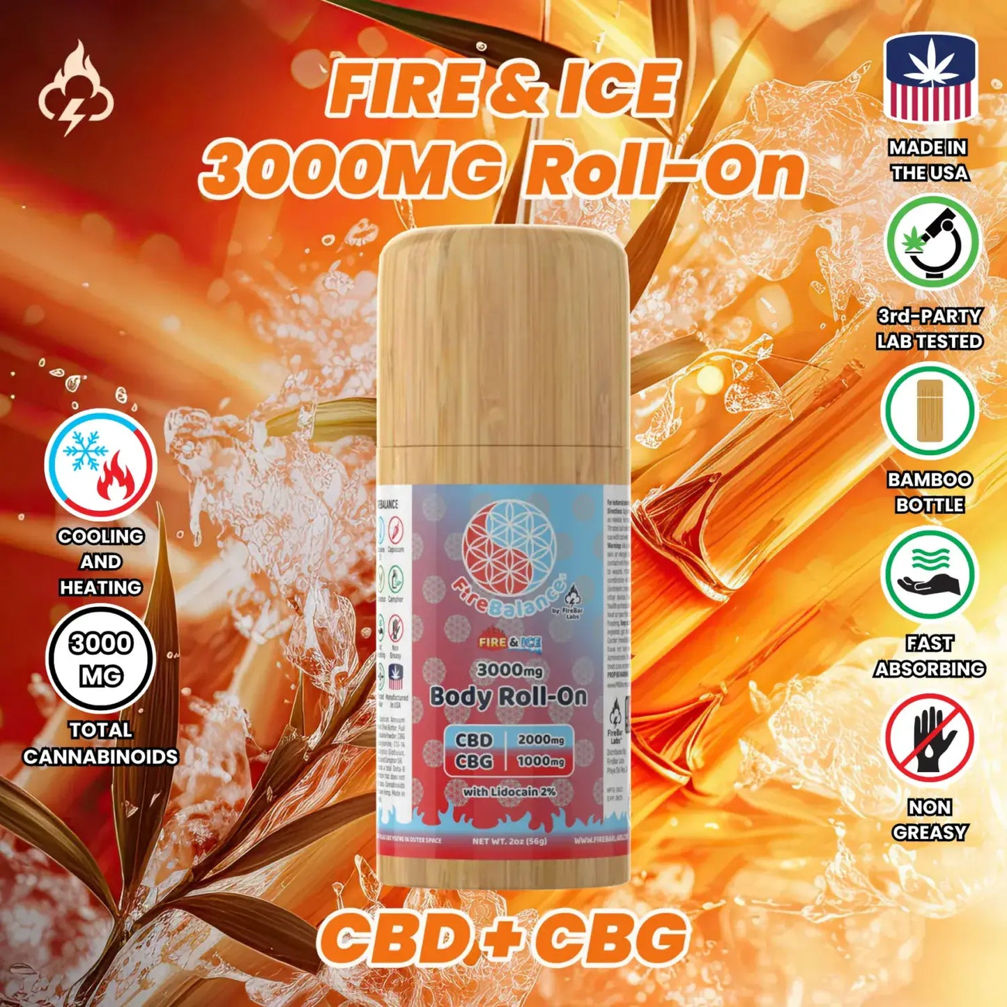 FireBalance High-Potency CBD + CBG + Delta 8 Body Roll-On Collection – 3000mg/5000mg